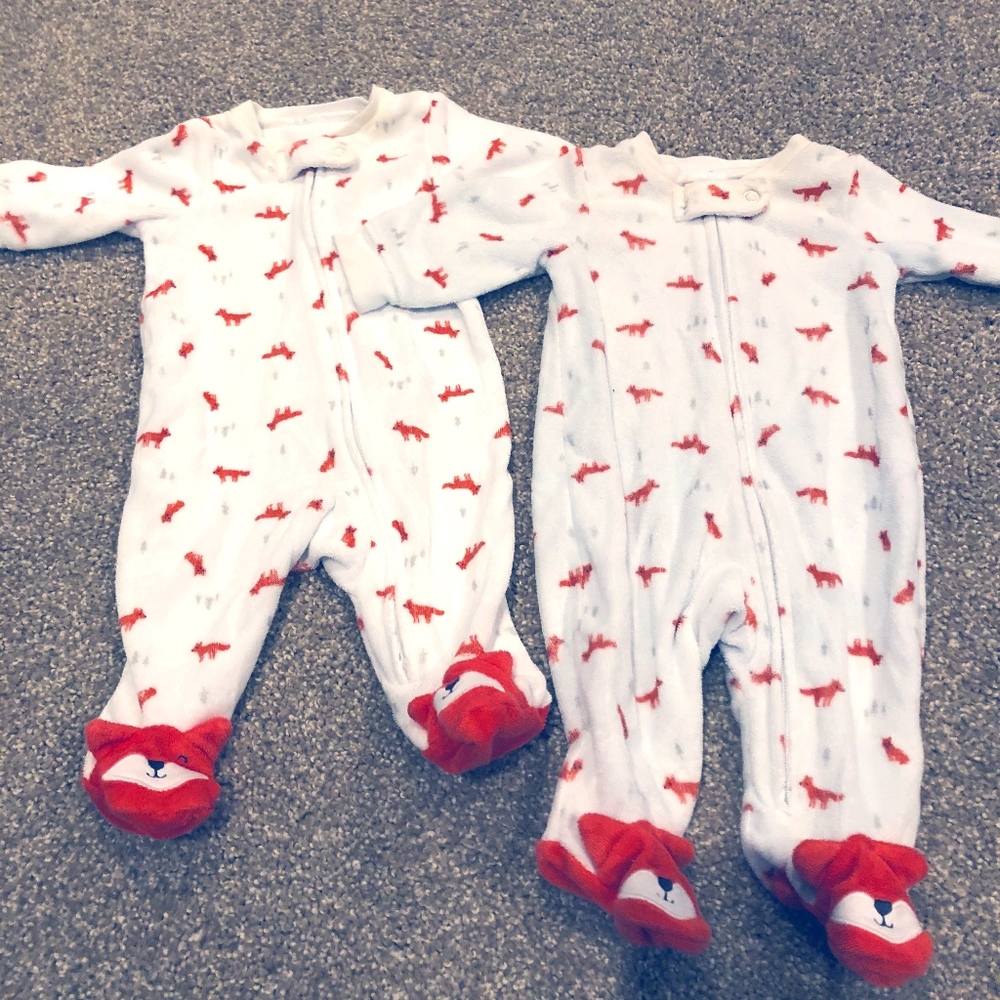 Twin Fox Newborn fleece zip up Sleep and Play